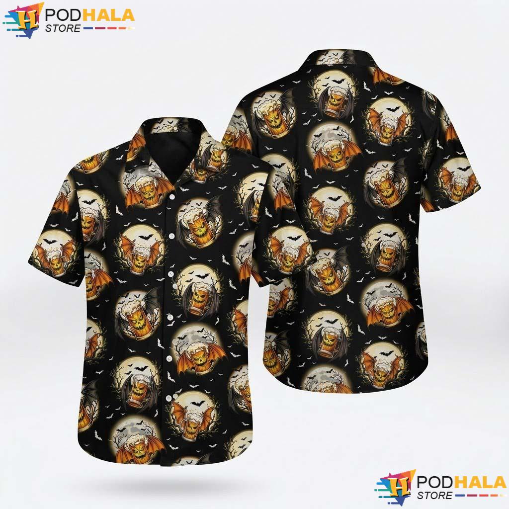 Beer Mug Halloween Hawaiian Shirt Funny Jack O Lantern Party Top