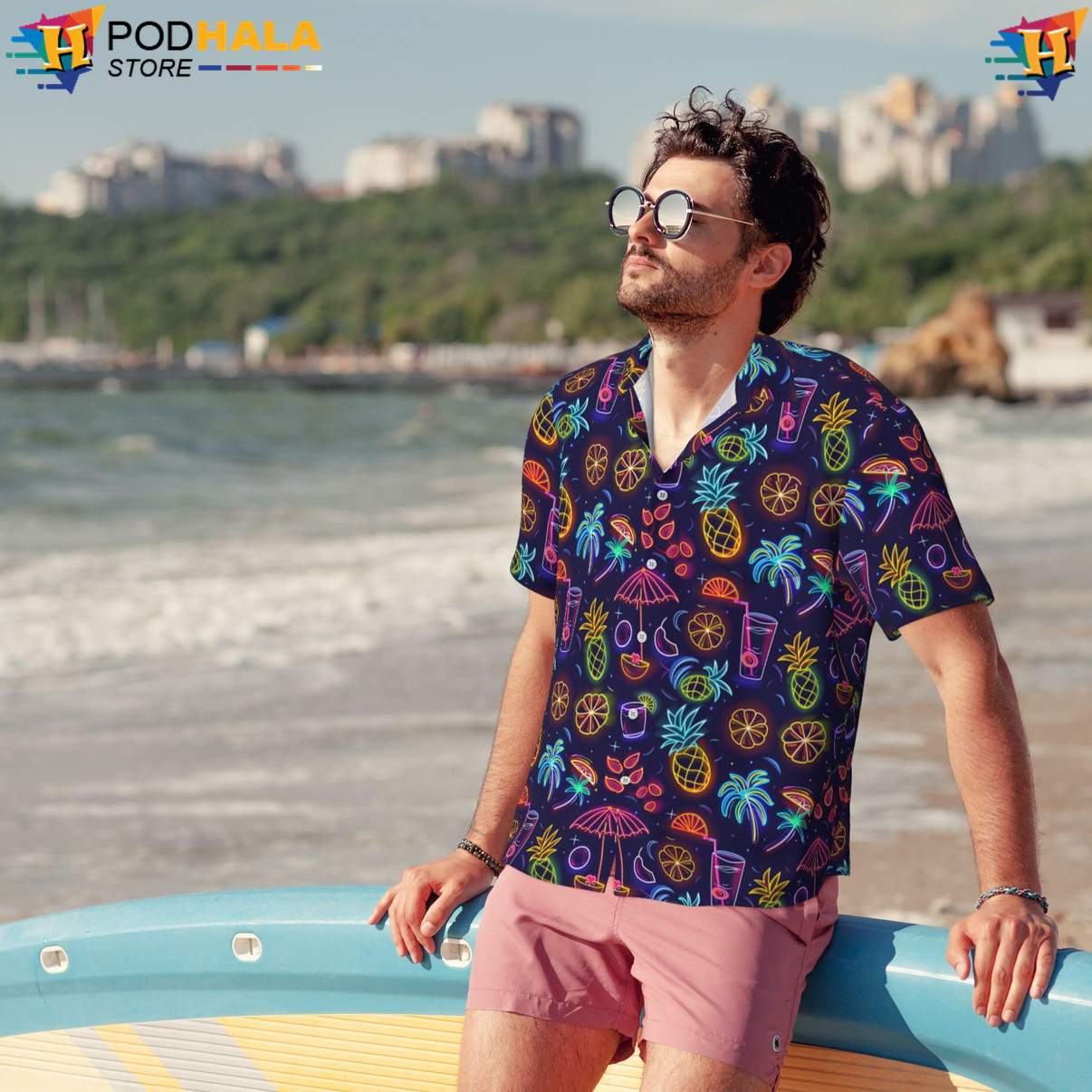 Beer Pineapples Short-sleeve button-up shirt Neon Funny Mens Short Sleeve Beach Button Up Beer Pineapples Short-sleeve button-up shirt Neon Funny Mens Short Sleeve Beach Button Up