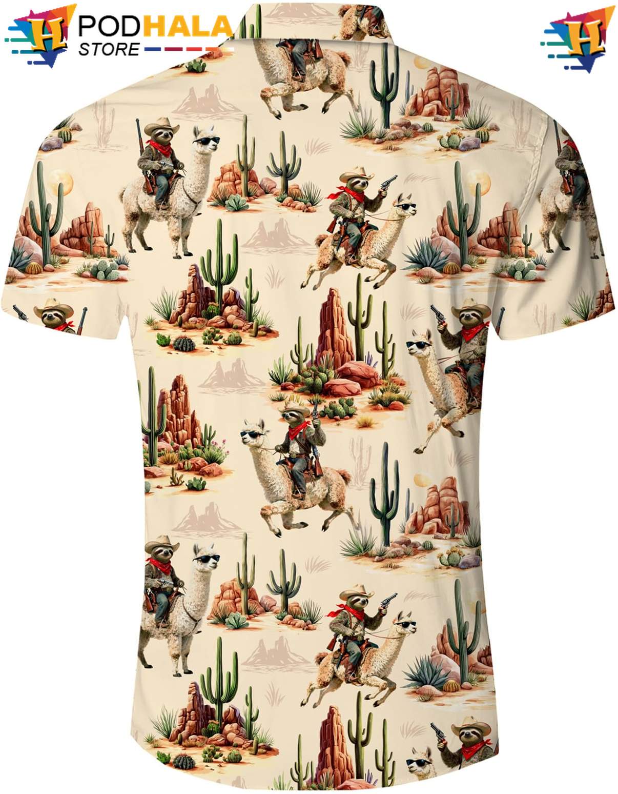 Beige Green Cowboy Tropical Shirt Western Mens Short Sleeve Summer Beach Top Beige Green Cowboy Tropical Shirt Western Mens Short Sleeve Summer Beach Top