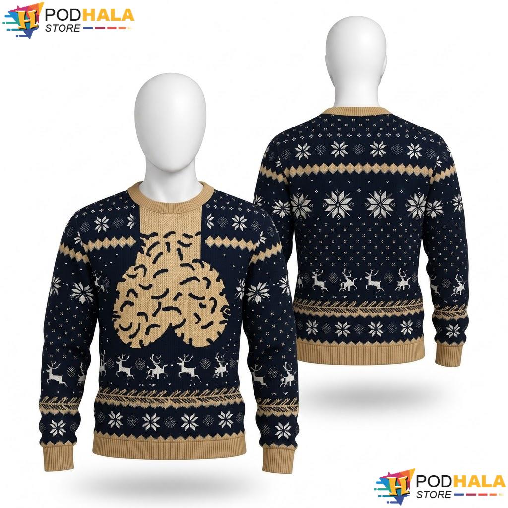Beige Testicles Funny Ugly Sweater Inappropriate Humor Holiday Pullover