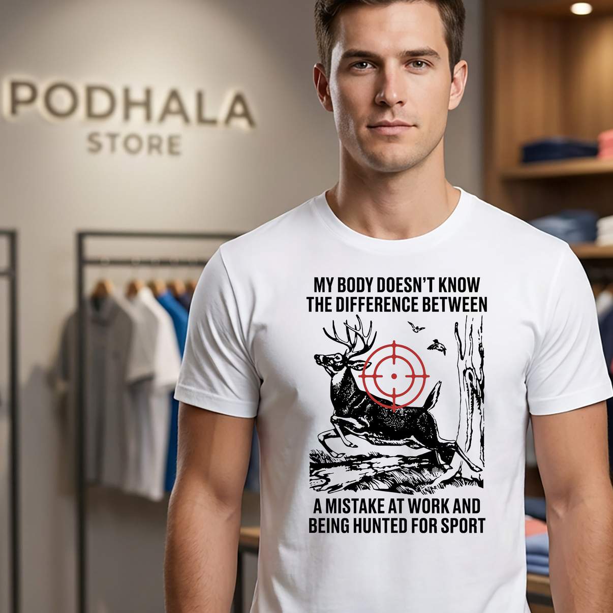 Being Hunted For Sport Meme Shirt Mistake At Work Funny Quote Graphic Mens