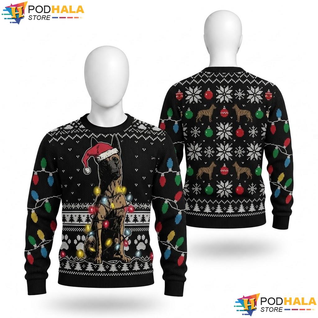 Belgian Malinois Dog Lights Christmas Sweater Funny Lover Outfit