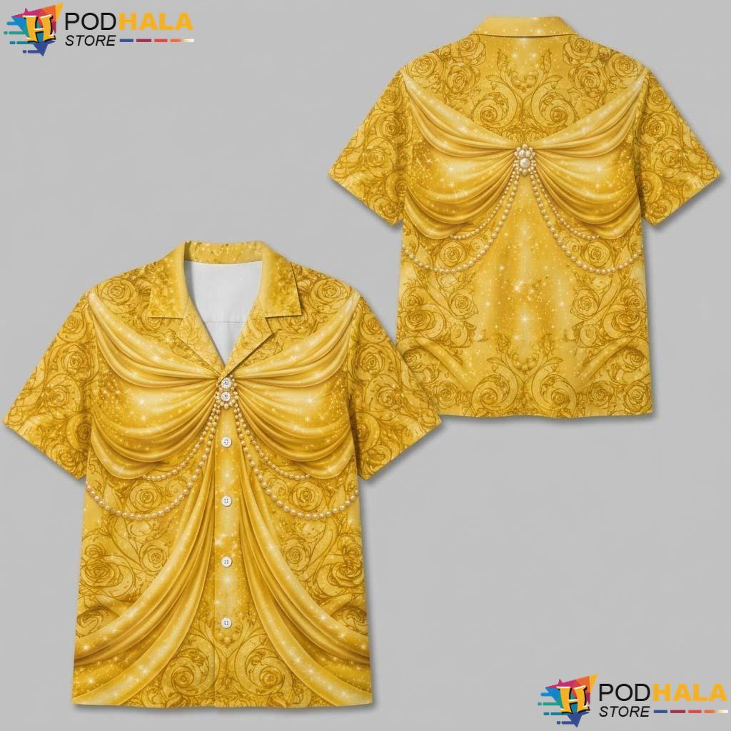 Belle Princess Halloween Hawaiian Shirt Beauty Beast Cosplay Party Shirt