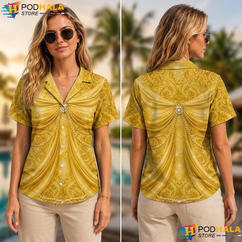 Belle Princess Halloween Aloha Shirt Beauty Beast Cosplay Party Shirt Belle Princess Halloween Aloha Shirt Beauty Beast Cosplay Party Shirt