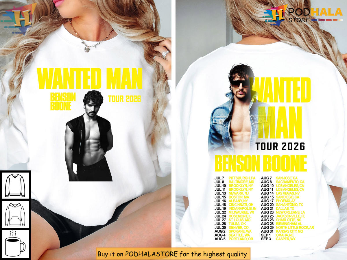 Double Sided Wanted Man Tour Shirt Benson Boone 2026 Concert Graphic Pop Rock Fan