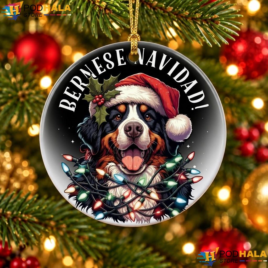 Bernese Mountain Dog Christmas Ornament Funny Navidad Berner Holiday