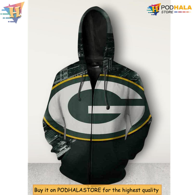 Big Logo Team Pride Green Bay Packers Hoodie 3D All Over Print Zippered