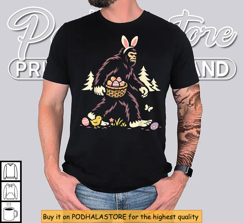 Bigfoot Bunny Eggs Graphic Funny Easter Shirts Sasquatch Easter Outfit