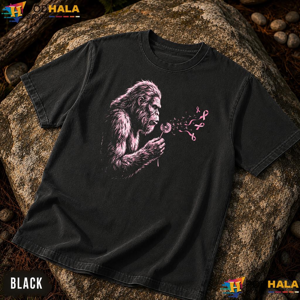 Bigfoot Dandelion Sasquatch Comfort Colors T-Shirt Breast Cancer