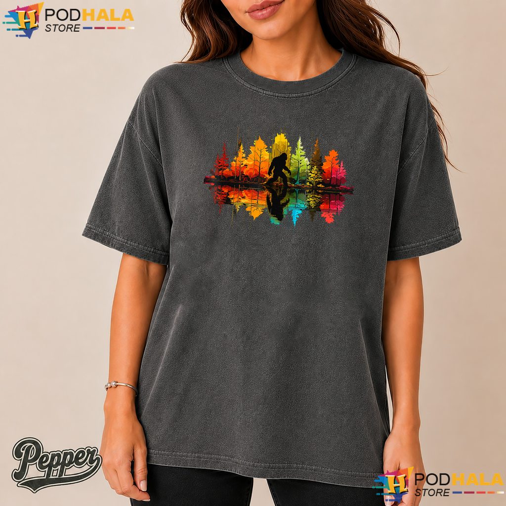 Bigfoot Walking Forest Comfort Colors Tee Sasquatch Nature Reflection Top Bigfoot Walking Forest Comfort Colors Tee Sasquatch Nature Reflection Top