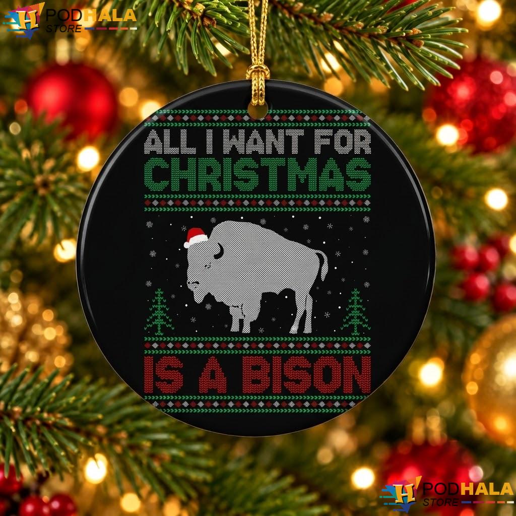 Bison Animal Christmas Ornament All I Want For Xmas Holiday Decor Gift