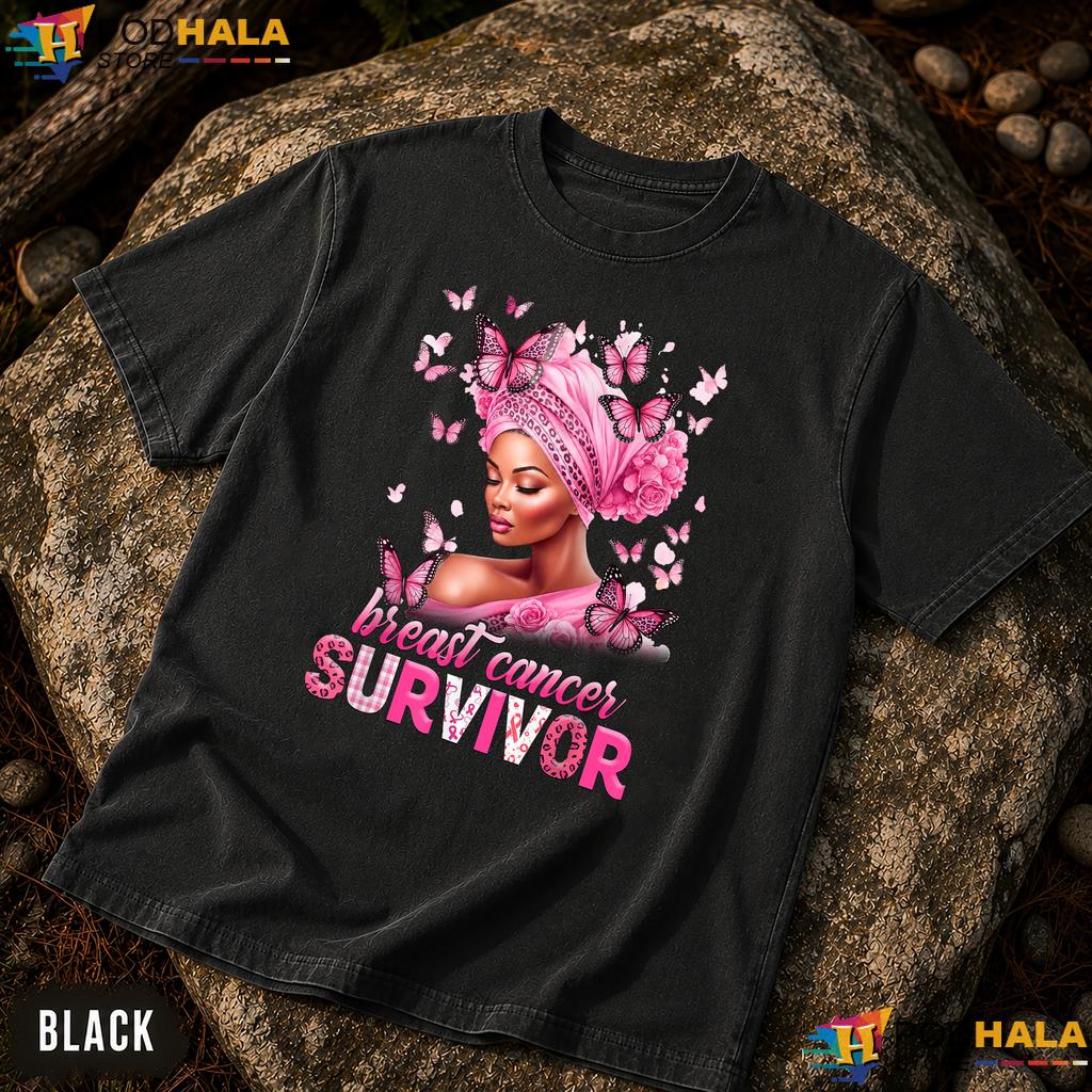 Black African American Warrior Comfort Colors Tee Breast Cancer Women