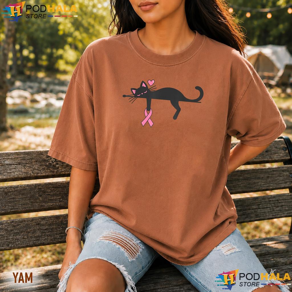 Black Cat Pink Ribbon Comfort Colors Shirt Breast Cancer Awareness Black Cat Pink Ribbon Comfort Colors Shirt Breast Cancer Awareness