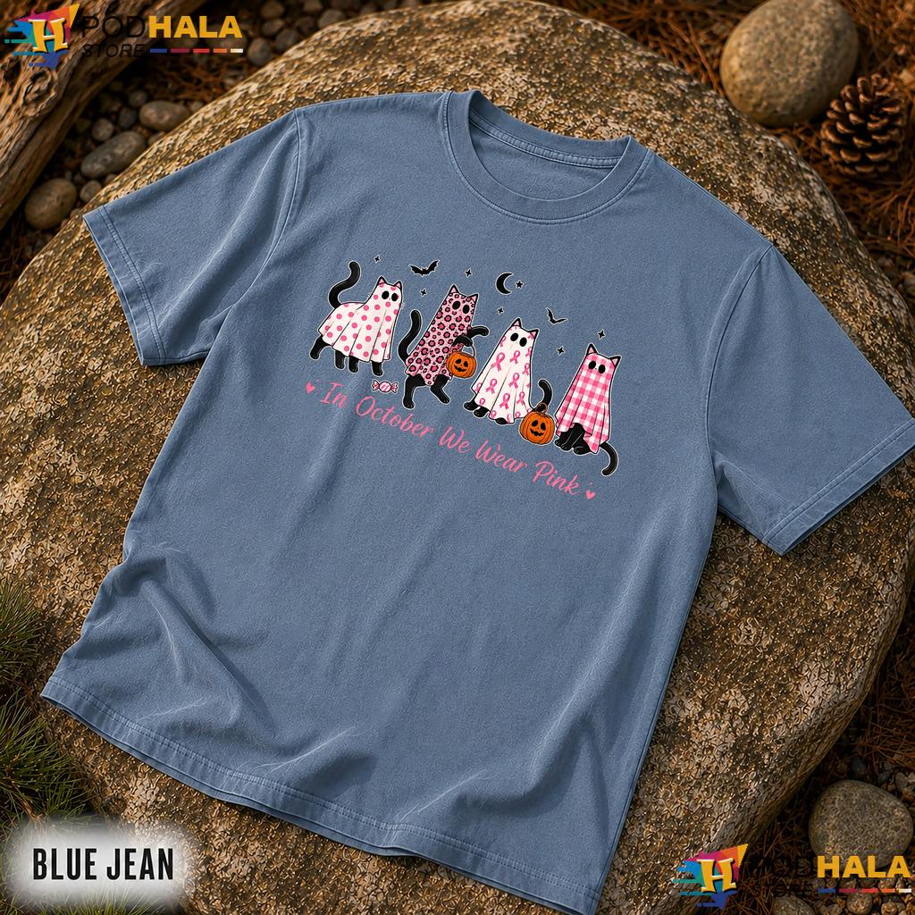 Black Cats Ghost Pumpkins Comfort Colors T-Shirt Pink Halloween Top