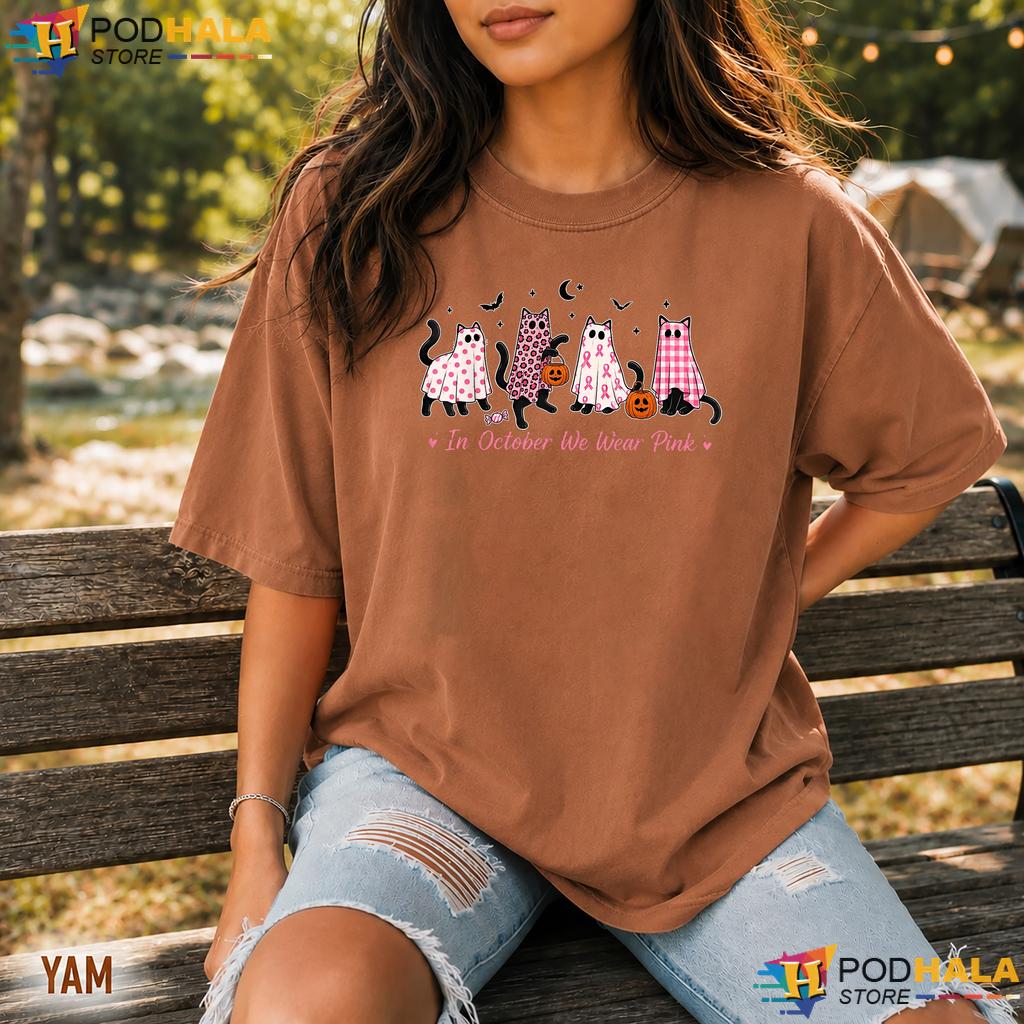 Black Cats Ghost Pumpkins Comfort Colors Tee Pink Halloween Top Black Cats Ghost Pumpkins Comfort Colors Tee Pink Halloween Top