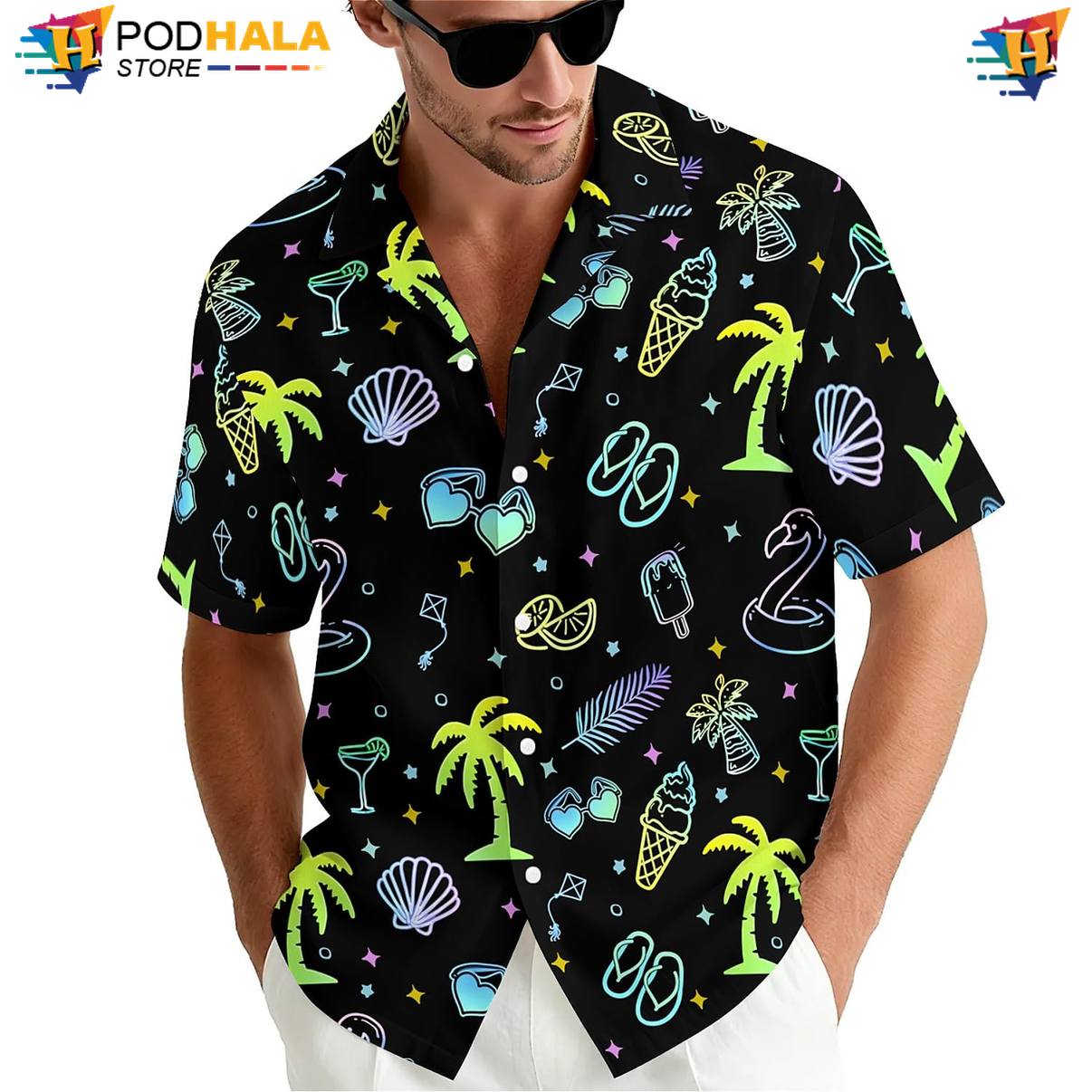 Black Coconut Tree Aloha Shirt Mens Beach Festival Clothing Resort Outfit Black Coconut Tree Aloha Shirt Mens Beach Festival Clothing Resort Outfit