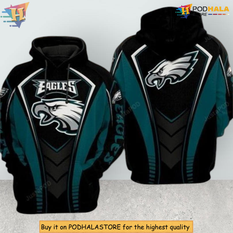Black Edition Football Apparel Philadelphia Eagles 3D Hoodie NFL Team Design