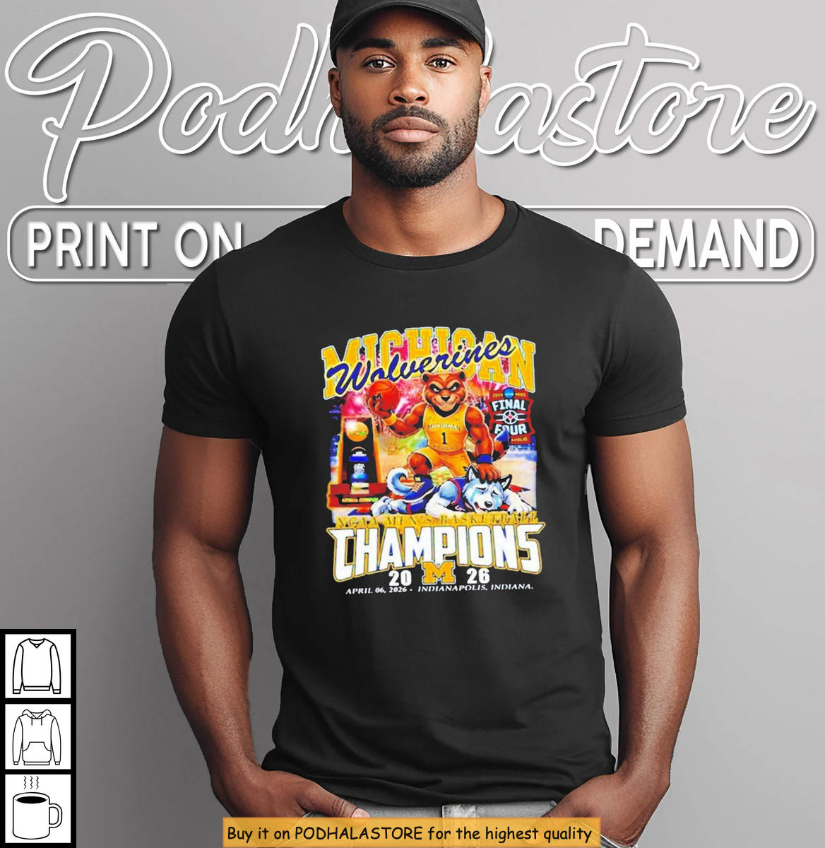 Michigan Wolverines Mascot Champions 2026 Basketball T-Shirt Sports Fan Gift
