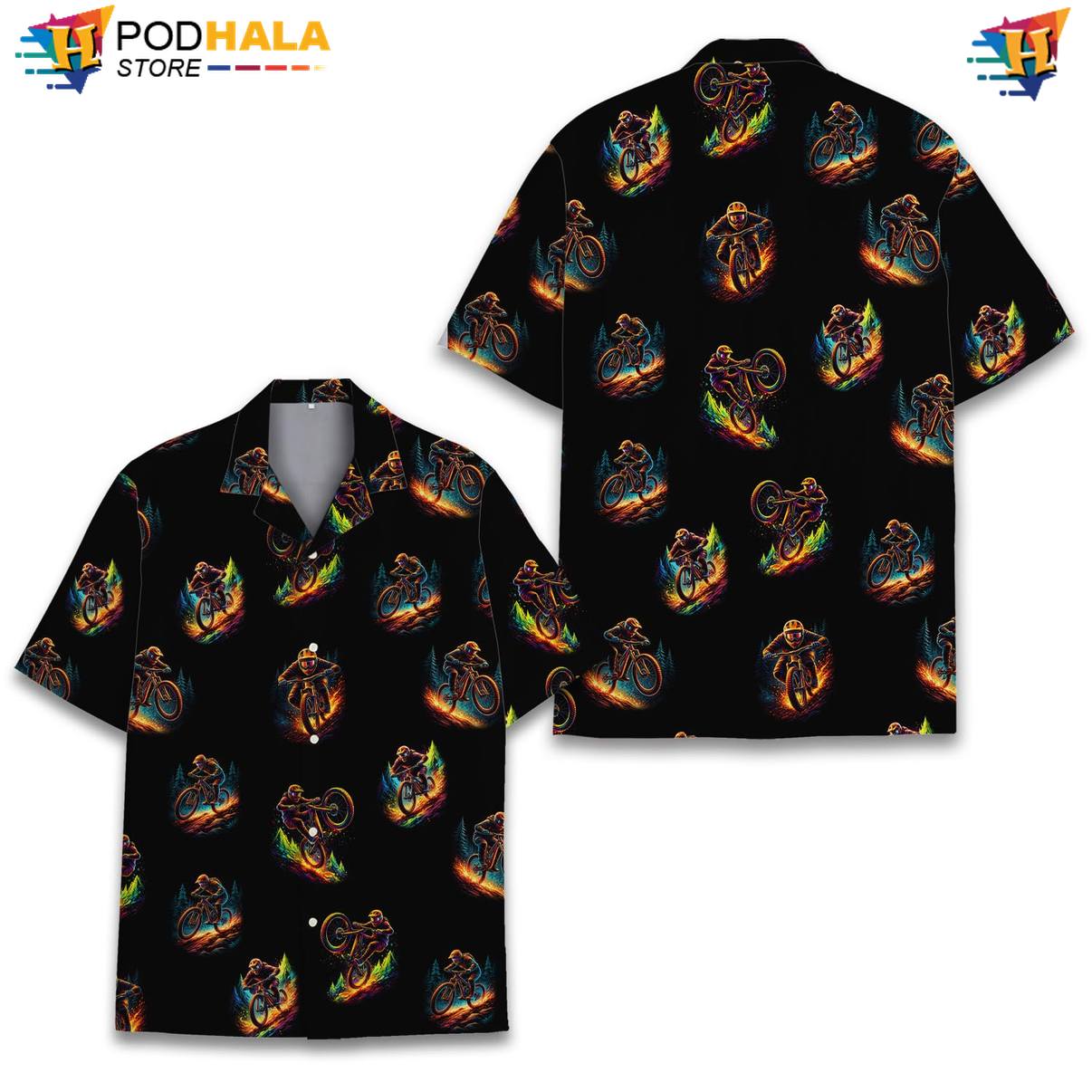 Black Motorbike Aloha Shirt Mens Short Sleeve Casual Summer Beachwear Black Motorbike Aloha Shirt Mens Short Sleeve Casual Summer Beachwear