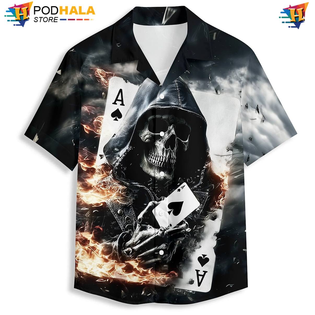 Black White Skeleton Aloha Shirt Mens Graphic Resort Cruise Apparel Clothing