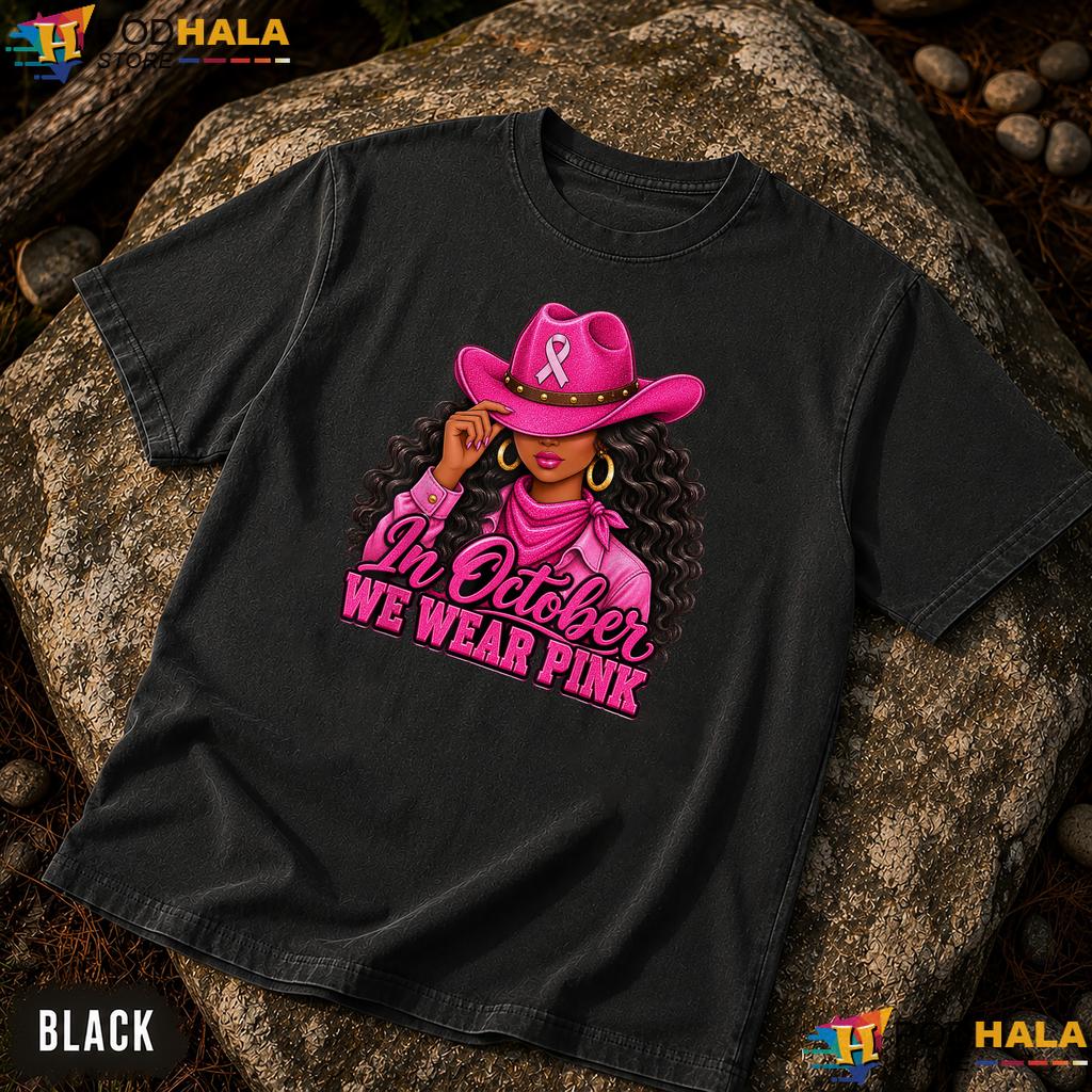Black Woman October Pink Comfort Colors TShirt Breast Cancer Awareness