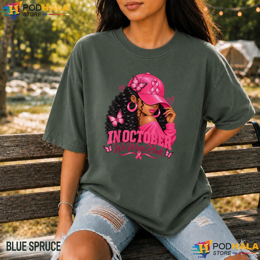 Black Women Pink Ribbon Comfort Colors T-Shirt October Breast Cancer Black Women Pink Ribbon Comfort Colors T-Shirt October Breast Cancer