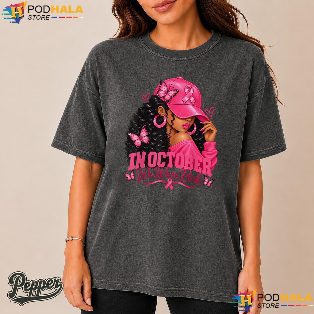 Black Women Pink Ribbon Comfort Colors Shirt October Breast Cancer Black Women Pink Ribbon Comfort Colors Shirt October Breast Cancer