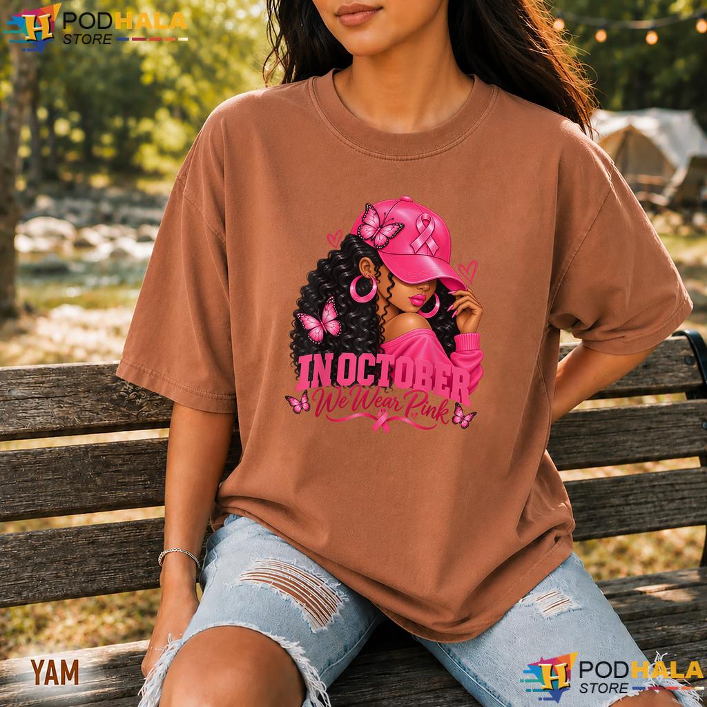 Black Women Pink Ribbon Comfort Colors Tshirt October Breast Cancer Black Women Pink Ribbon Comfort Colors Tshirt October Breast Cancer