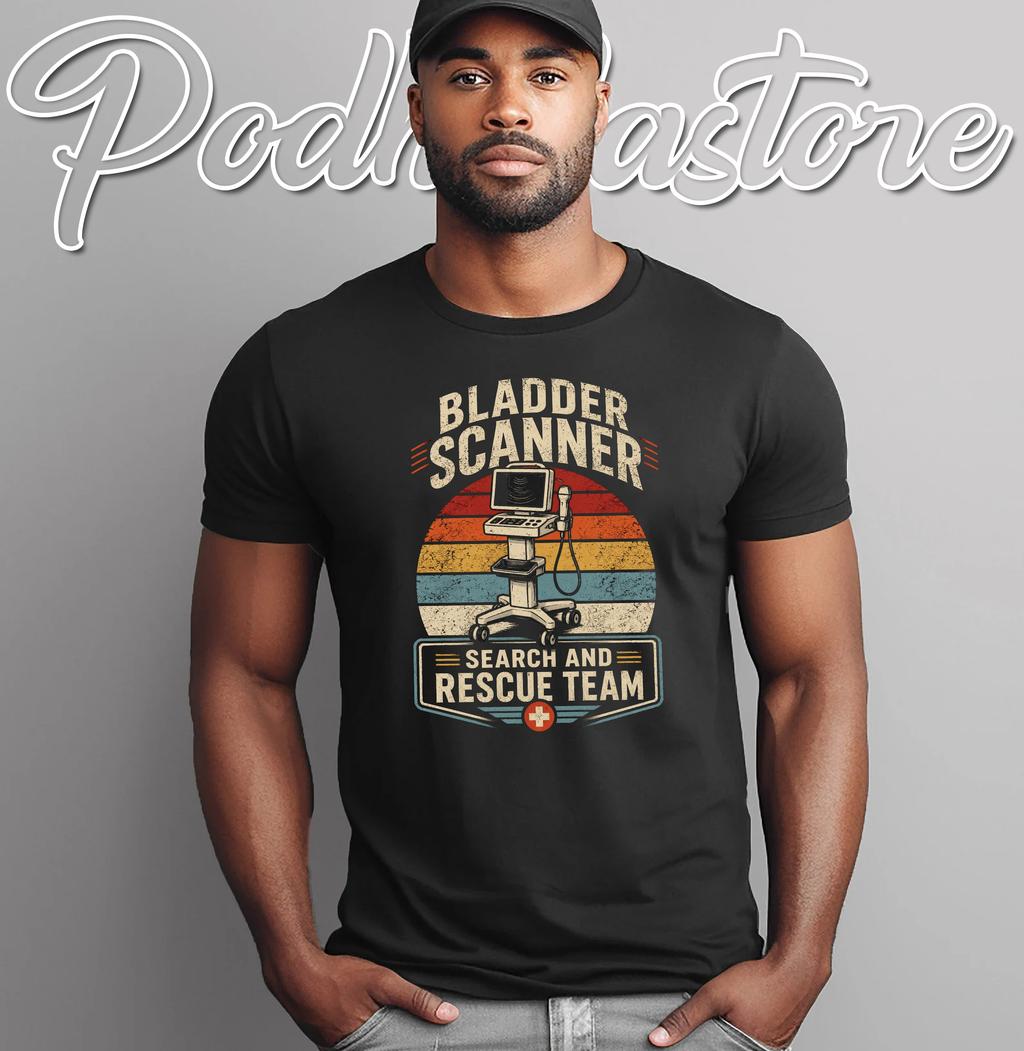 Bladder Scanner Search T-Shirt Retro Vintage Funny Nurse Medical Humor