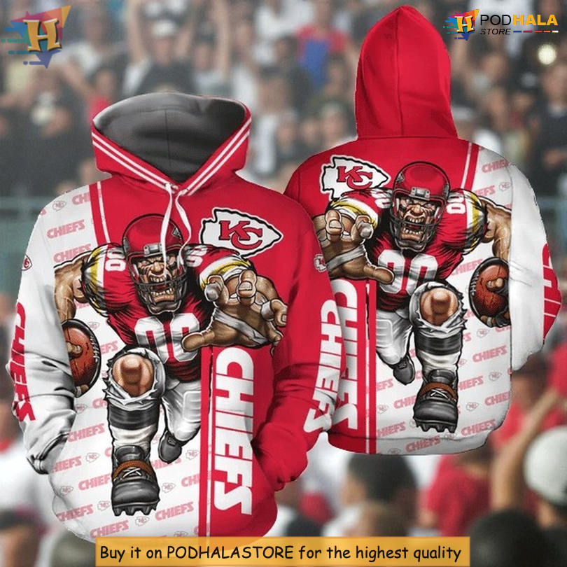 Blitz Warrior Graphic Kansas City Chiefs Womens Hoodie, Custom 3D Edition