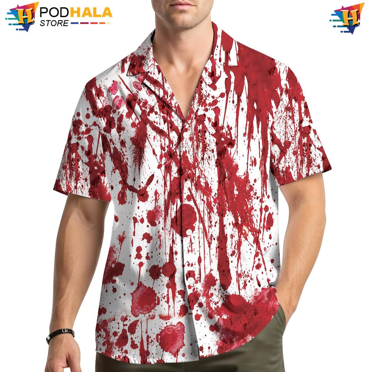 Bloody Fire Flame Hawaiian Shirt Mens Cruise Holiday Resort Button Down Top