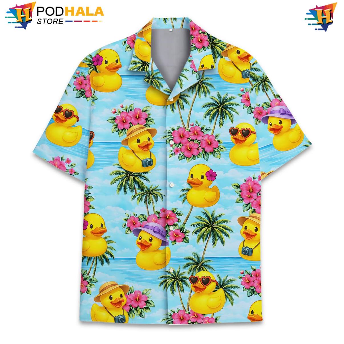 Blue Duck Aloha Shirt Mens Short Sleeve Button Down Casual Beach Apparel