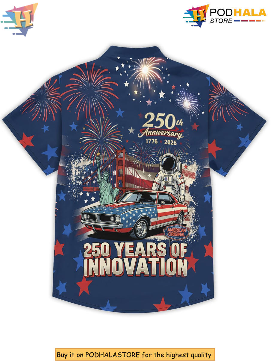 Blue Funny Beach Tropical Hawaiian Shirt 2026 USA Holiday Print Fan Apparel