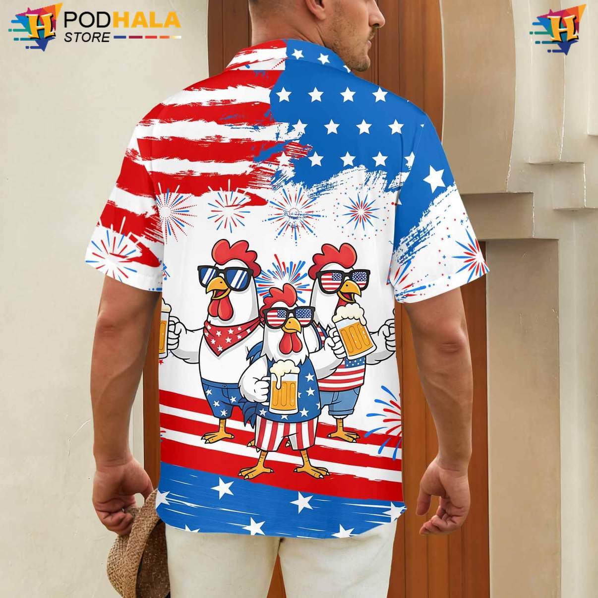 Blue Rooster Tropical Shirt Mens Funny Summer Beach Party Luau Apparel Blue Rooster Tropical Shirt Mens Funny Summer Beach Party Luau Apparel