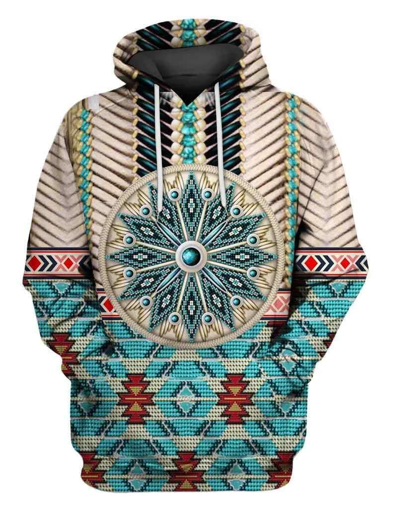 Bohemian Blue Mandala 3d Hoodie With Intricate Patterns And Geometric Design