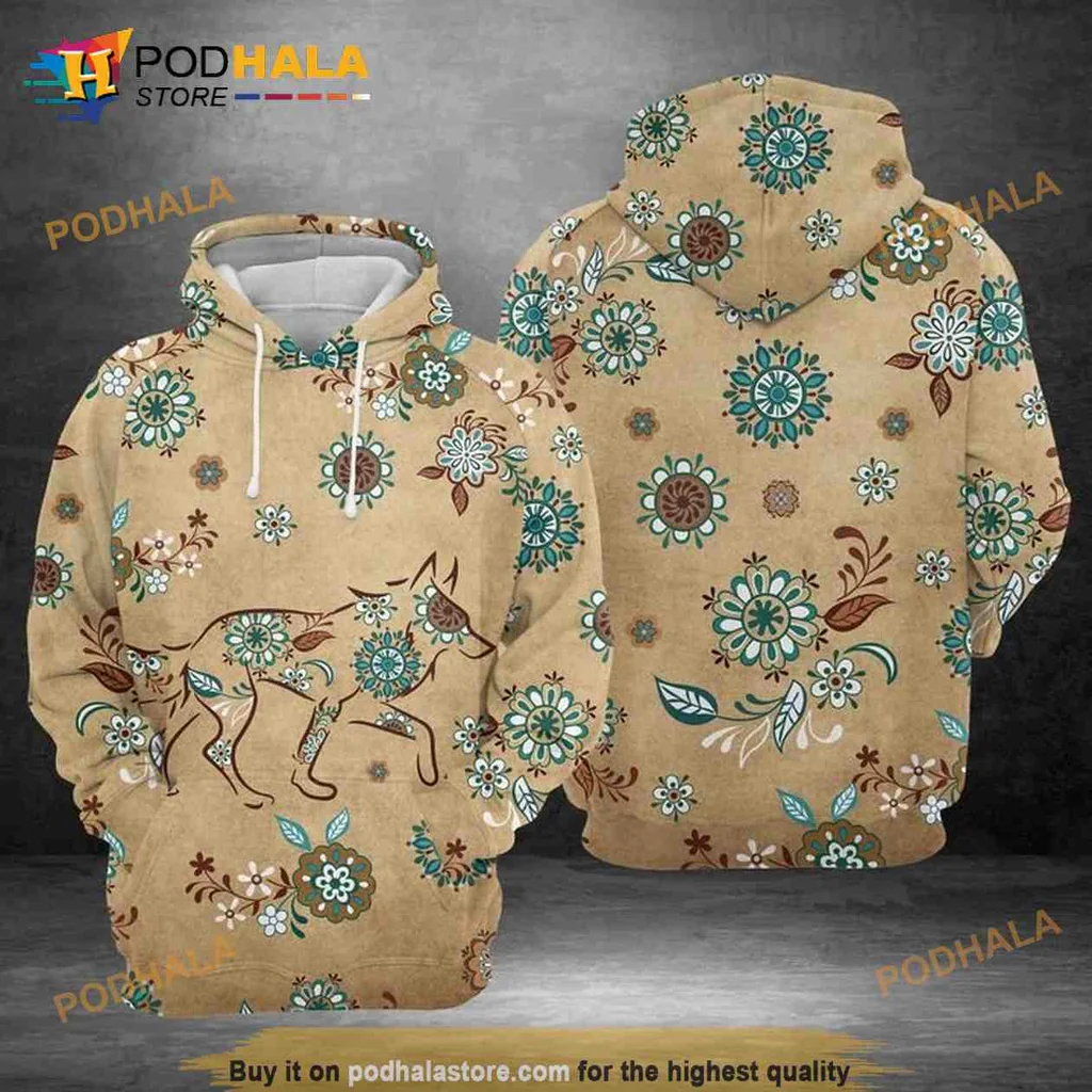 Bohemian Wolf Floral 3d Hoodie Sweatshirt With Vintage Design