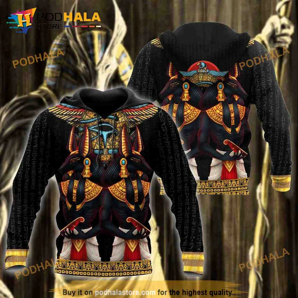 Bold Anubis Eye Of Horus 3d Hoodie Featuring Egyptian Design