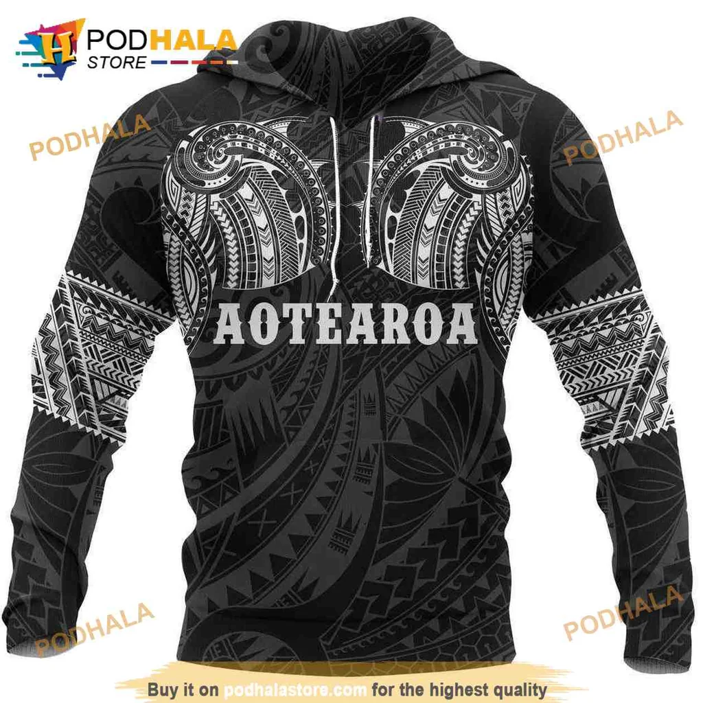 Bold Aotearoa Maori Tattoo 3d Hoodie With Intricate Cultural Patterns