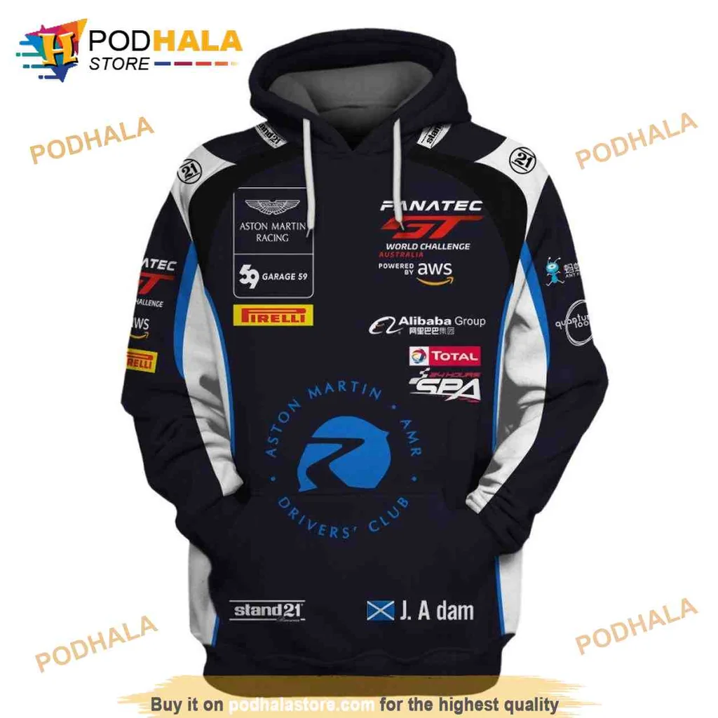 Bold Aston Martin Racing 3d Hoodie Featuring Drivers Club Logo