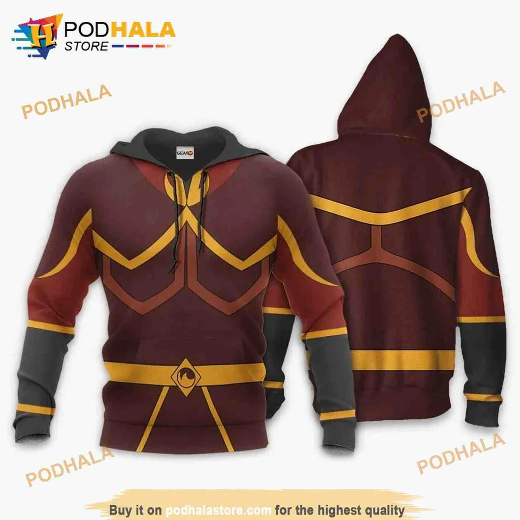 Bold Azula Fire Nation 3d Hoodie With Dynamic Red And Gold Design