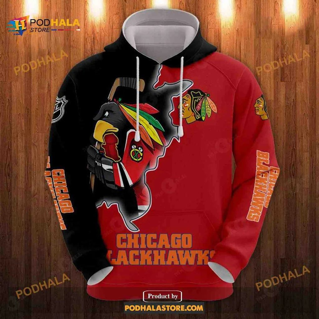 Bold Chicago Blackhawks 3d Hoodie With Vibrant Native American Design