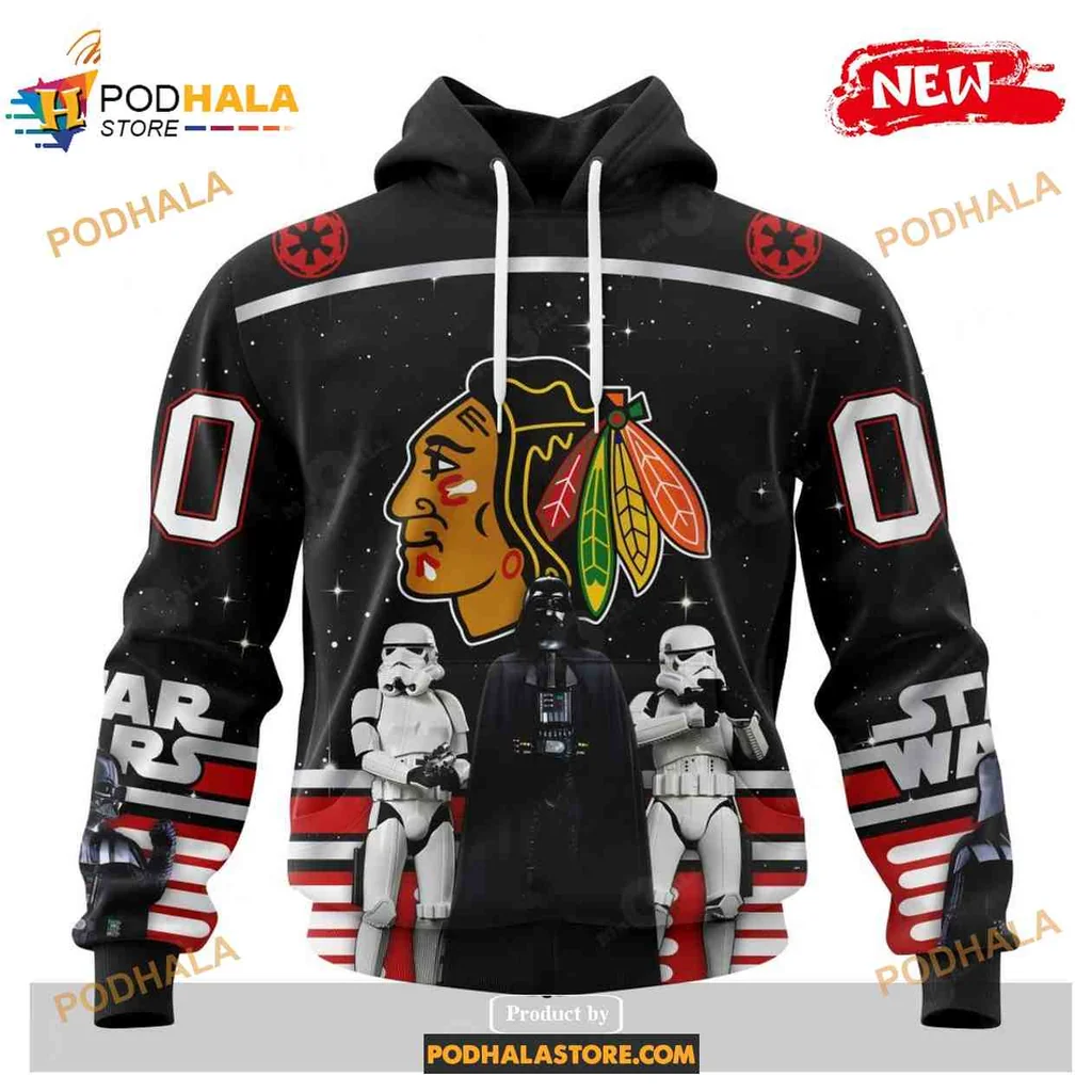 Bold Chicago Blackhawks Star Wars 3d Hoodie Featuring Stormtroopers Design