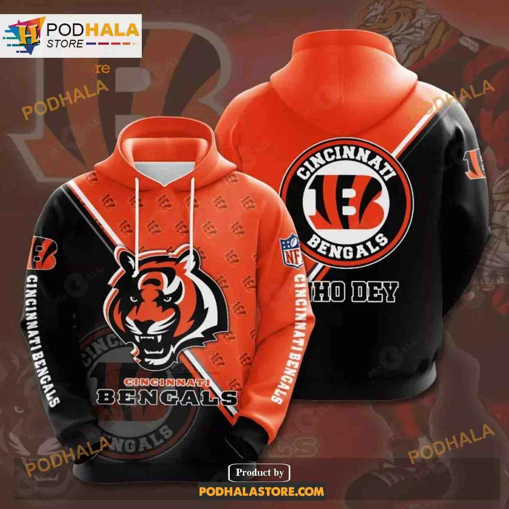 Bold Cincinnati Bengals 3d Hoodie With Fierce Tiger Design And Who Dey Spirit