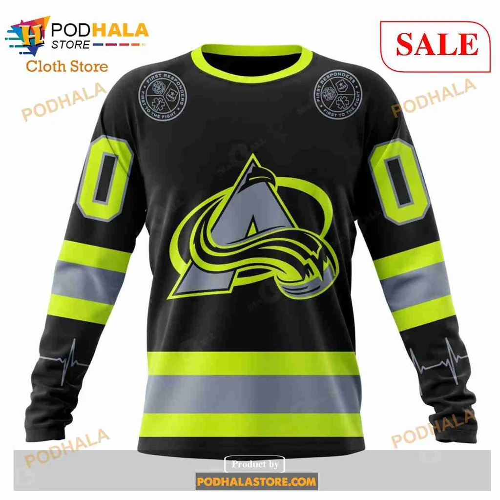 Bold Colorado Avalanche Firefighter Hoodie With Customizable Number - View 3 Bold Colorado Avalanche Firefighter Hoodie With Customizable Number - View 3