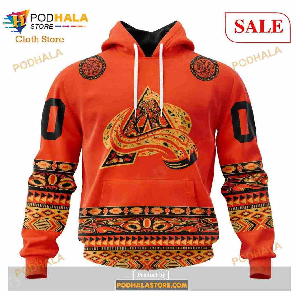 Bold Colorado Avalanche Tribal Hoodie With Intricate Patterns And Sporty Design
