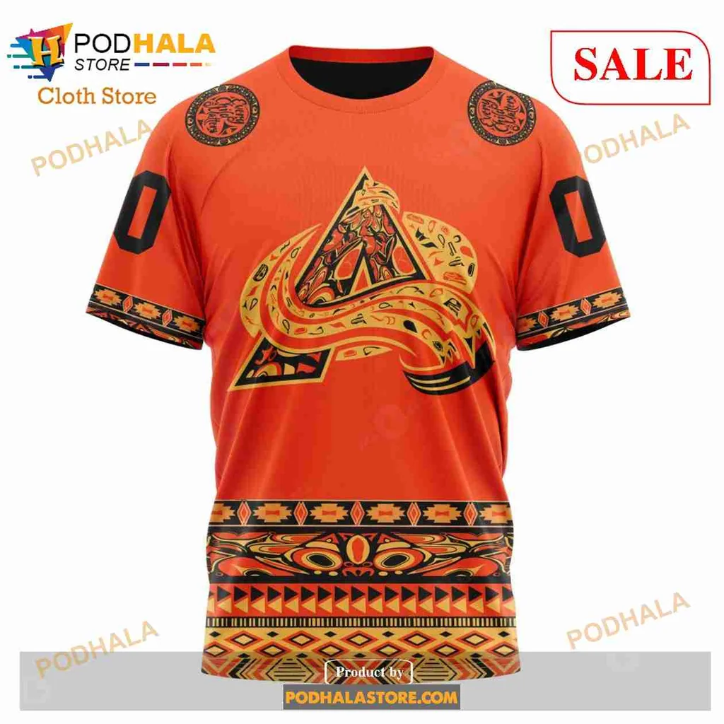 Bold Colorado Avalanche Tribal Hoodie With Intricate Patterns And Sporty Design - Product View 6 Bold Colorado Avalanche Tribal Hoodie With Intricate Patterns And Sporty Design - Product View 6