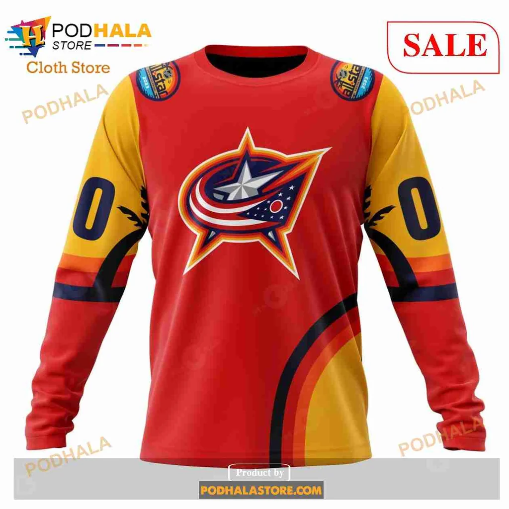 Bold Columbus Blue Jackets 3D Print Hoodie With Vibrant Red And Yellow Design Bold Columbus Blue Jackets 3D Print Hoodie With Vibrant Red And Yellow Design