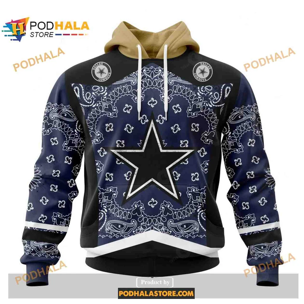 Bold Dallas Cowboys 3d Hoodie With Central Star And Bandana Patterns