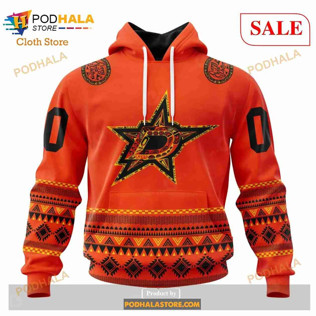Bold Dallas Stars 3d Hoodie With Black Star Design And Geometric Patterns