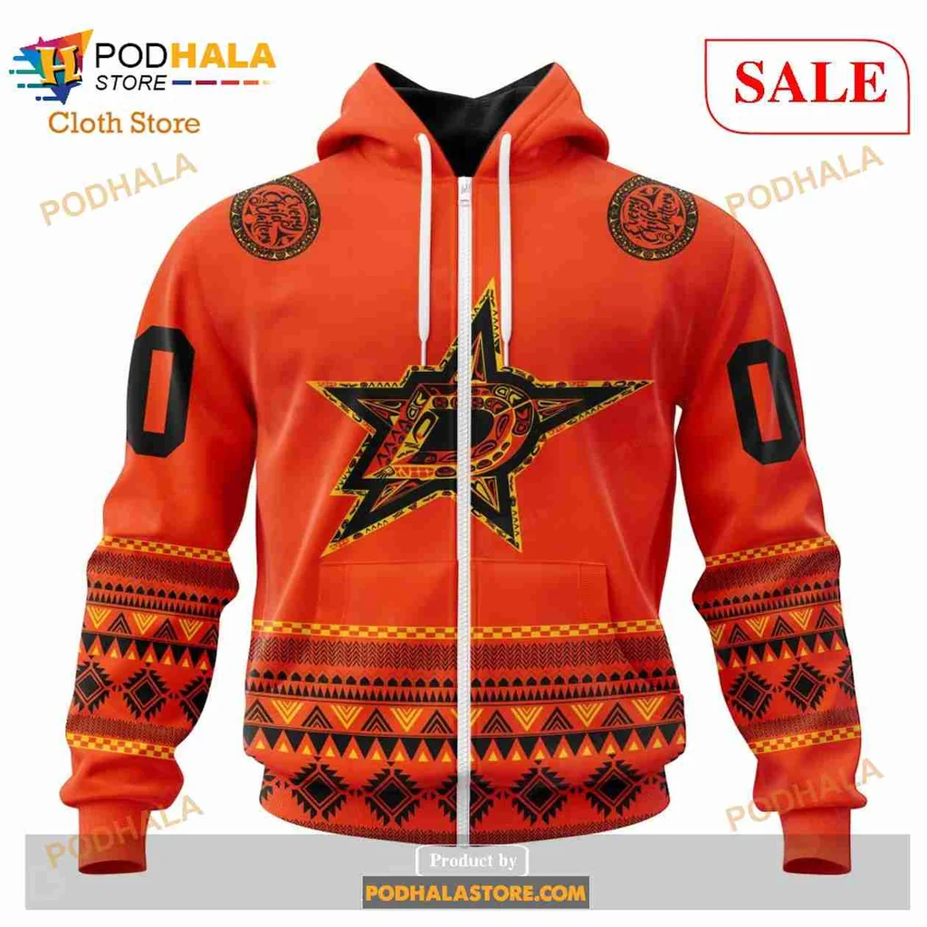 Bold Dallas Stars All Over Print Hoodie With Black Star Design And Geometric Patterns Bold Dallas Stars All Over Print Hoodie With Black Star Design And Geometric Patterns